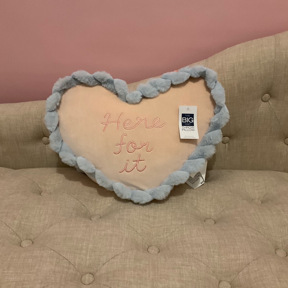 Heart Cake Shaped Decorative Accent Pillow with Blue Trim